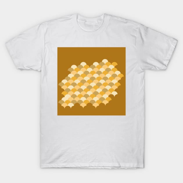 Japanese Golden Mermaid Scales Pattern T-Shirt by oknoki